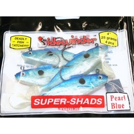 Kiddy Sidewinder 4" Super Shads - 25g - Pearl Blue - Pack Qty 4