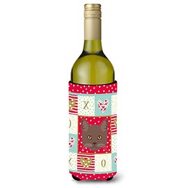 Caroline's Treasures CK5178LITERK York Chocolate Cat Love Wine Bottle Hugger, Red Bottle Cooler Sleeve Hugger Machine Washable Collapsible Insulator Beverage Insulated Holder