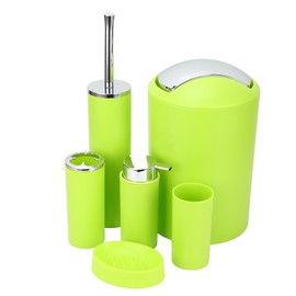 6Pcs Bathroom Accessory Set Bin Soap Dish Dispenser Tumbler Toothbrush Holder