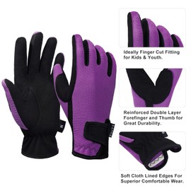 FitsT4 Sports Grip Gloves Kids Winter Riding Gloves Kids Boys 5-14 Years for Equestrian Cycling Gardening in 4 Colours