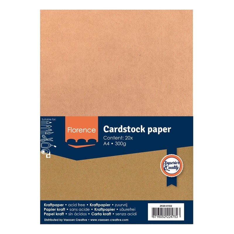 Vaessen Creative Florence Cardstock Kraft Paper A4 300 g, 20