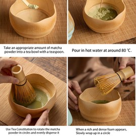 WYFCR 4PCS Matcha Whisk Set, Matcha Tea Set with Whisk and Bowl, Matcha Spoon, Whisk Holder, 510ml Wooden Bowl,Handmade Matcha Making Kit for Tea Drinking,Matcha Ceremony Accessory