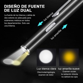 Lampara de Exploración Médica, con Medidor de Pupila Y Regla, Carga USB, con 2 Tipos de Luz. Linterna Médica Portátil, para Médicos Y Enfermeras (Negro, Plateado, 2 Piezas)