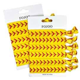 Softball Hair Ties, 12 Pieces Hair Accessories, No Crease Hair Elastics Set for Women Girls Players - Team Gifts Baseball Party Favors (Yellow Softball Style)