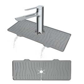 Kitchen Sink Splash Guard, Silicone Faucet Mat Splash Catcher, Handle Drip Catcher Tray, Multipurpose for Kitchen Dish Drying Mats Sponge Holder and Bathroom Countertop Protect