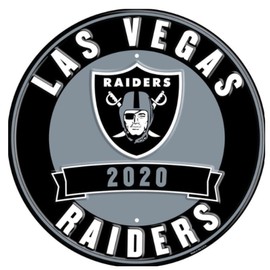 Signs 4 Fun Round Sign | Raiders | 12” Diameter | Embossed Aluminum Sign | Made in the USA