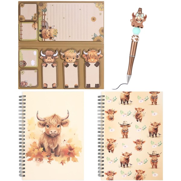 Neptniopllab 4 Pcs Highland Cow Notebook Party Favor Supplies for