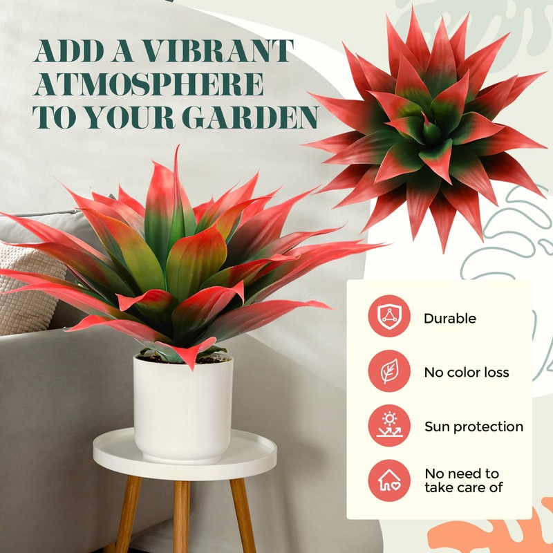 Giegxin 2 Pack 28 Inch Artificial Agave Plants Red UV