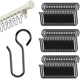 Ymapinc 60pcs Small Curtain Track Hooks, Metal S Shaped Curtain Pins for Drapery, Tiny Short Drape Pins, Flexible Track Holders for Home - Black