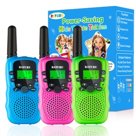 BATURU Rechargeable Walkie Talkies for Kids, 22 Channels Walkie Talkie, Kids Walkie Talkies 3 Pack, Toys for Girls Boys Age 4-12 for Camping Adventure, 5 6 7 8 9+ Year Old Girl Boy Birthday Gift Ideas
