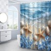 EUBTPA Starfish Shower Curtain Seacoast Sand Seashells Blue Flower Tropics
