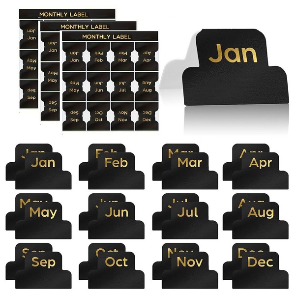 RAMGLYO 36 pieces calendar stickers, 12-piece set with black and