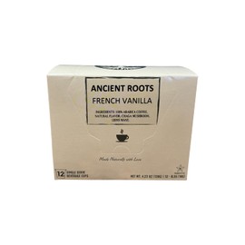 Ancient Roots Single Serve Mushroom Coffee, Made with Chaga and Lion's Mane, 100% Arabica, Medium Roast (12 Count, French Vanilla)