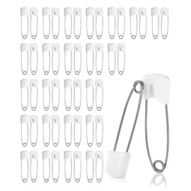 TPZORJX Pack of 50 Baby Safety Pins Small 40 mm Nappy Pens Baby Toddler Child Children Safety Pin Nappy Pins with Locking Closure Craft Sewing Safety Pins Plastic Needles (White)