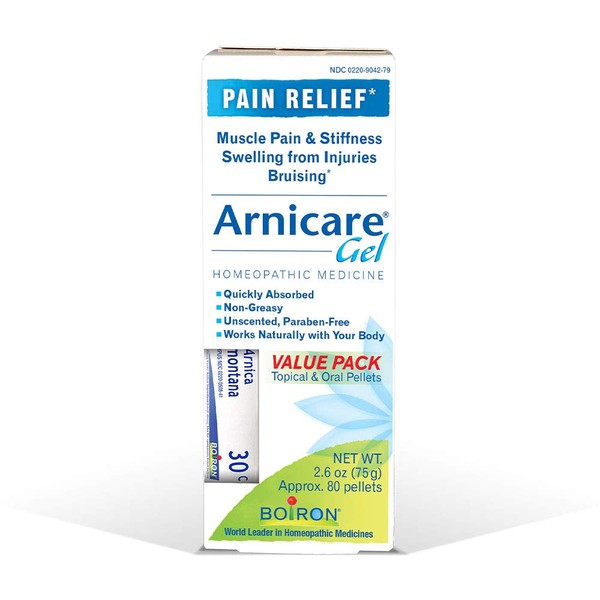 Boiron Arnicare Value Pack 2.6 Ounce (Pack of 1) Gel + 80 Pellet Tube Homeopathic Medicine for Pain Relief