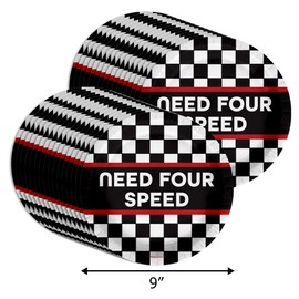 Birthday Galore Need Four Speed Racing 4th Birthday Party Supplies Large 9"" Paper Plates in Bulk 32 Piece