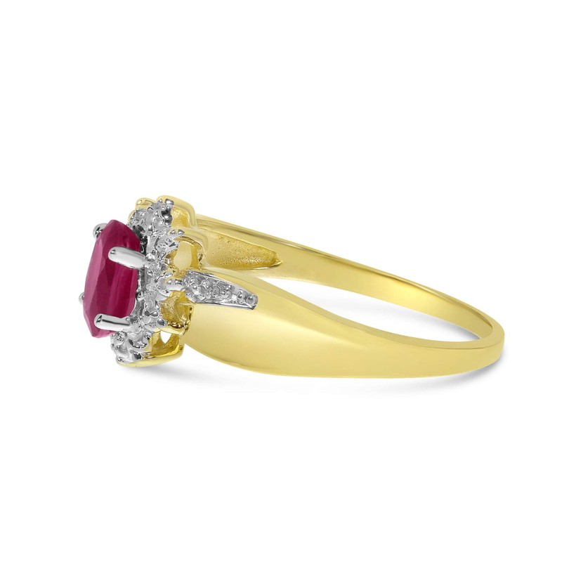 Direct-Jewelry 10k Yellow Gold Oval Ruby and Diamond Ring (Size