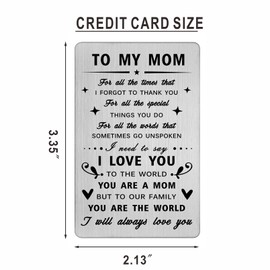 CPLJW I Love You Mom Gifts - Thank You Mom - Mom Wleet Card Gifts from Son Daughter