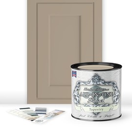 ALL-IN-ONE Paint, Tapestry (khaki brown), Quart - Durable cabinet and furniture paint. Built in primer and top coat, no sanding needed. Includes our 30 featured color card.