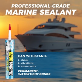 [Black] 5200 Marine Sealant for Boats & RVs-Fast-Cure (30 Mins), Waterproof, UV-Resistant, High-Bond Adhesive Sealant for Hulls, Decks,Fiberglass, Wood & Metal-Eco-Friendly, Low Odor Pond Sealant