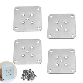 UtySty 4 Pack Leg Mounting Plates Furniture Wooden Legs Mount Flat T-Plate Connector Attachment Bracket Base with Screws for Sofa Cabinet Chair Couche Seat Repair Replacement DIY