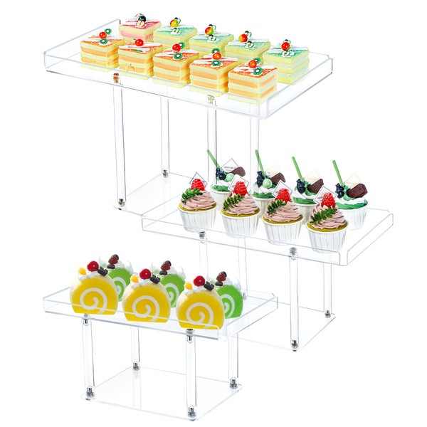 YestBuy Dessert Table Display Set,3 Pack Clear Acrylic Dessert Display