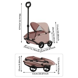 Pet Stroller, Portable Folding Dog Cart Freestanding Small Dog Stroller Multifunctional Shopping Cart Travelling Pet Strollers with 4 Wheels for Pets Weighing 15.43 Pounds (Pink)