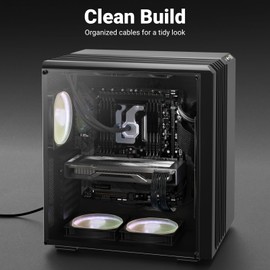 deleyCON 4+4-Pin EPS CPU Processor Power Cable Internal 30 cm - 18 AWG PSU Motherboard PC Computer Power Supply Nylon Power Cable Power Supply Male to Female - Black Grey