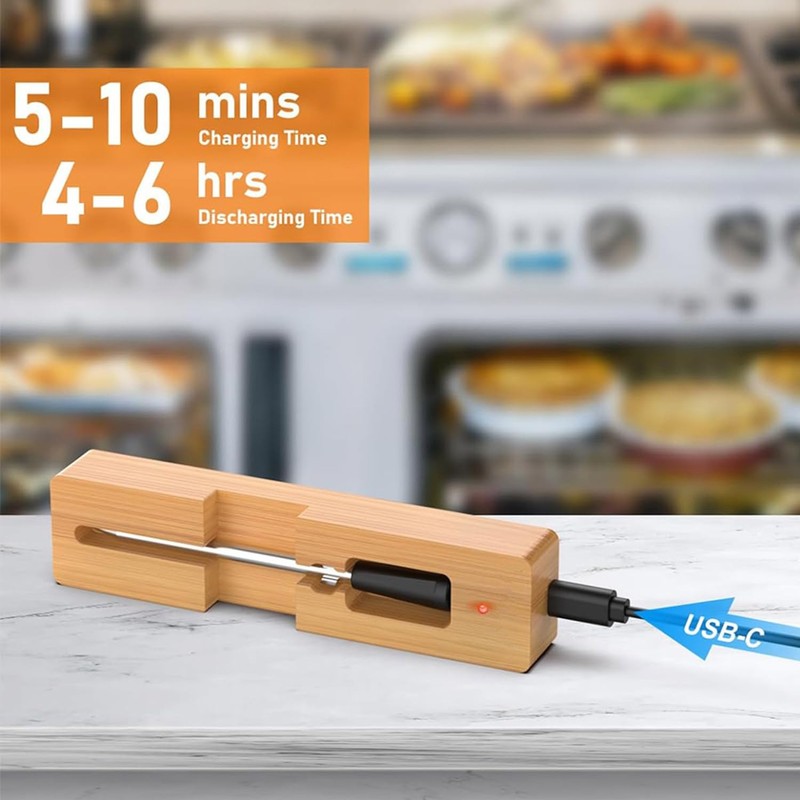 Wireless Meat Thermometer, Smart Bluetooth Meat Thermometer with 165ft Wireless