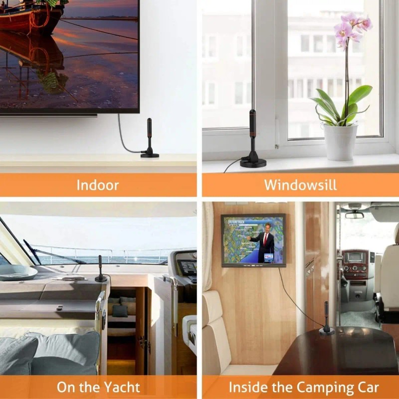 Antena de TV Digital 4K HD Para Interiores Con Amplificador