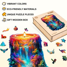 Wooden Puzzles for Adults, Enchanted Flame Jigsaw Puzzles for Adults,Wooden Puzzle for Family Game and Birthday Gift Idea for Friends (29 * 19.9cm,155pcs)