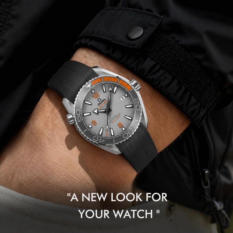 REBANDACE Strap for Omega Seamaster 43.5mm Watch,Deployment Clasp Lunar Soil