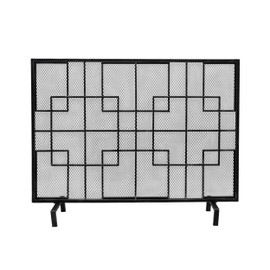 Christopher Knight Home Dorothy Modern Single Panel Iron Firescreen, Black Silver Finish