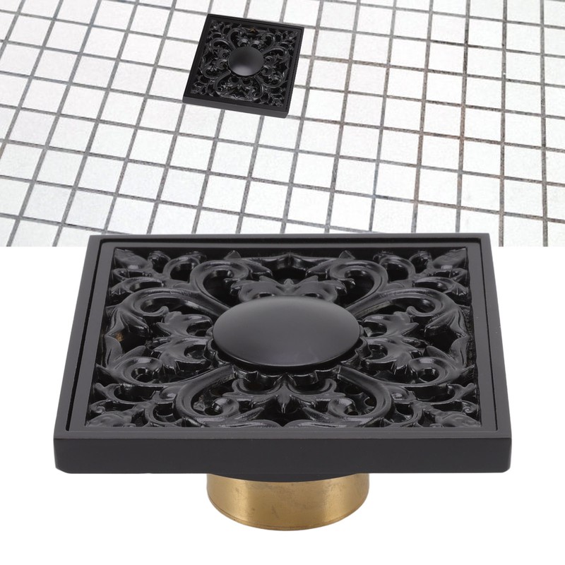 Floor Drain Quadrate Antique European Style Copper Stainless Steel Odor