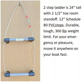 NEDA 2 Step BOAT LADDER FOLDING STAINLESS STEEL use on Pontoon, Sailboat, Power Boat