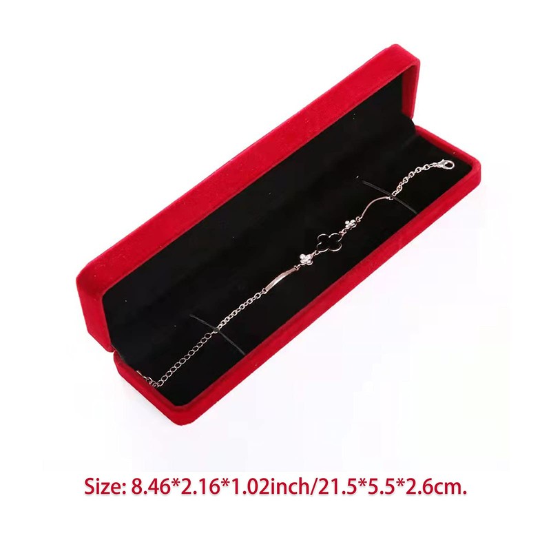 FAYADA Long Velvet Chain Necklace Gift Box, Red Bracelet Storage