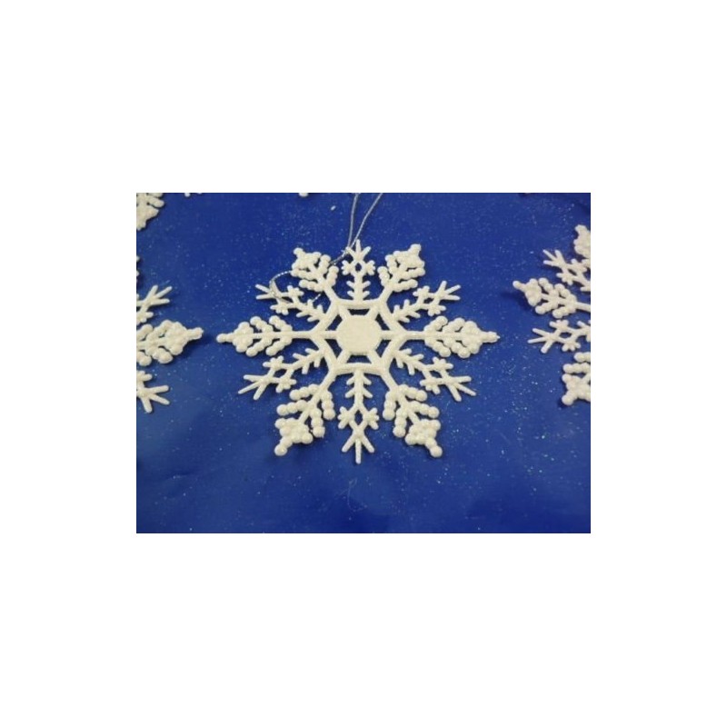 Toyland® Pack of 12 White Gliitery Snowflake Christmas Tree Trims