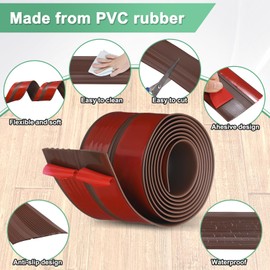 M METERXITY Stair Edge Trim 10FT Vinyl Rubber Stair Nosing Non-Slip Self Adhesive Stair Edge Trim Strips Staircase Step Edge Protector for Indoor/Outdoor Stairs [Brown,0.98 Inch]