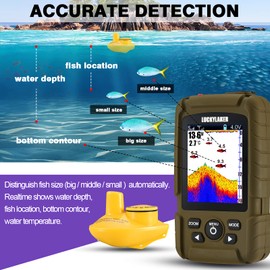 LUCKYLAKER Wireless Handheld Fish Finder Boat Portable Waterproof Depth Finder Display Transducer Kayak Fish Finders Sea Sonar Ice Fishing