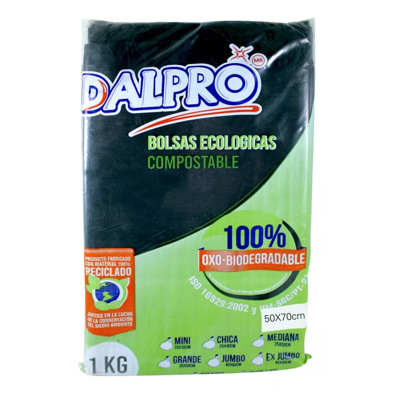 Dalpro Bolsa Negra Para Basura 50x70 Cm Oxobiodegradable 100 Pzas