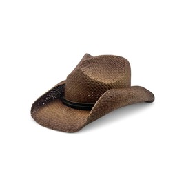 Peter Grimm Straw Round Up Cowboy Hat w/Leather Strap (Tea Stained)