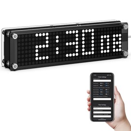 NPHMbM WiFi Clock with NTP Sync, LED Table Clock WiFi with Seconds Display,Custom NTP Address, Disable Leading Zero, Adjustable Brightness,Perfect Desk Gadget