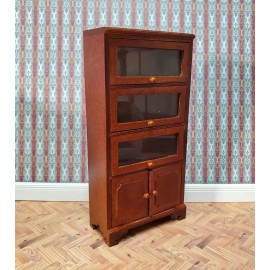 Town Square Miniatures Dollhouse Lawyers Bookcase Display Cabinet Hutch Walnut Finish 1:12 Scale