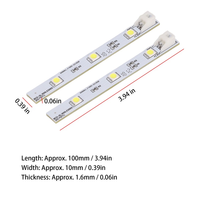 2Pcs Refrigerator LED Light Board White Eyes Friendly Freezer LED