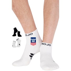 Mojo Compression Socks - White Athletic Ankle Length (15-20mmHg) for Medium Support - Medium Size for Enhanced Circulation and Recovery - 1 Pair