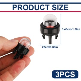 3 Pcs Snap in Primer Bulb Pump Replacement Chainsaw Parts Primer Bulbs for Small Engines Weedeater Compatible with Echo Walbro 188-512 WT-23A Poulan Ryobi BP42 Homelite Bolens Trimmer Blower