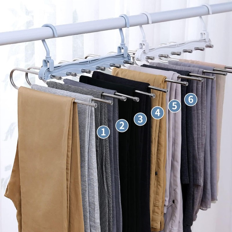 Tamatoshi 6 Trouser Hangers, Stainless Steel, Bottom, Slack Hanger, Slim,