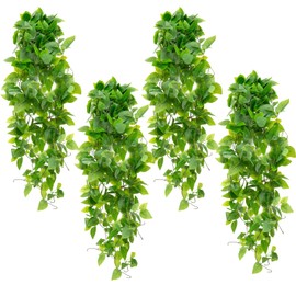 4 Piezas Plantas Colgantes Artificiales, Hojas de Hiedra Falsas, Plantas Artificiales Colgantes para Decoración de Interiores y Exteriores,...        