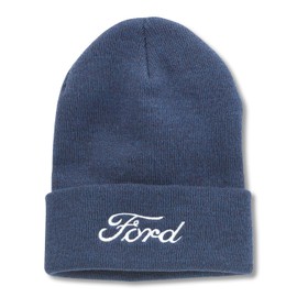 AMERICAN NEEDLE Ford Motor Co Unisex Cuffed Beanie Warm Headwear, Terrain Knit Collection, Heathered Breaker Blue