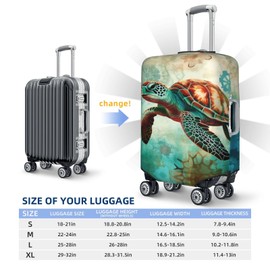 YouQu Sea Turtle Beach Travel Luggage Suitcase Cover, Ocean Animals Washable Luggage Cover S - Fits 18-21 inch luggage